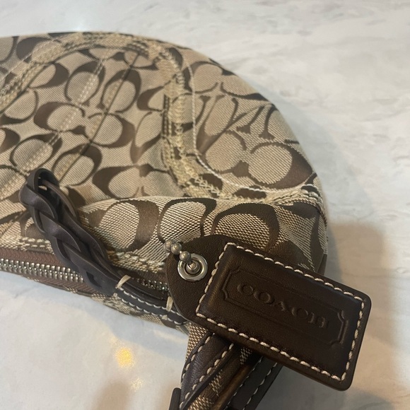 Coach Brown Monogram Canvas Hobo Bag with wristlet - Picture 9 of 13